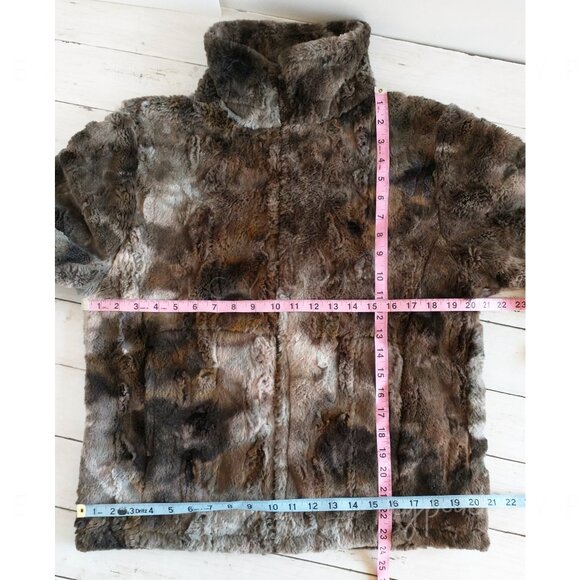 Andrea Faye Faux Fur Jacket Size Small Victoria Boa Cinchback Coat Equestrian - Picture 8 of 15